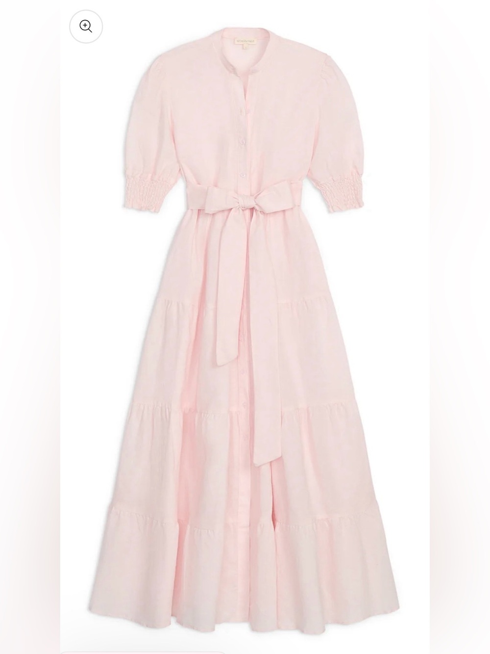 Kathleen Maeve Lilly Ballet Slipper Pink Linen-Blend Maxi Shirt Dress Size S